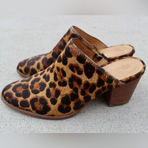 Madewell The Harper Leopard Print Calf Hair Mule Sz 7.5